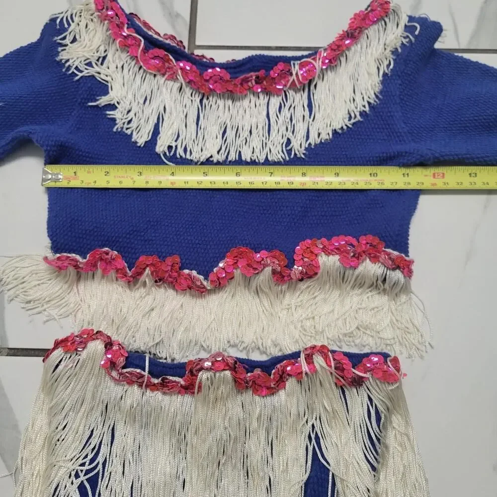 Girls Vintage Circus Rodeo Halloween Costume 2 Piece Sequin Western Cowgirl